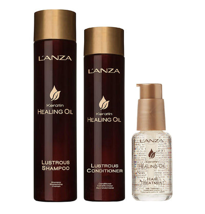 Keratin Healing Oil Trio: Lustrous Shampoo Conditioner and Hair Treatment-Hairsense