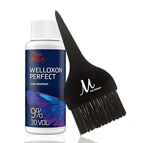 Wella Welloxon Perfect 9% 30 Volume Creme Developer 2 oz and M Hair Designs Tint Brush