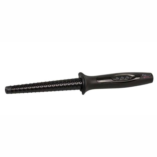 Glamour 1’ Black Ceramic Cone Textured Curling Rod-HAIR CURLER-Hairsense